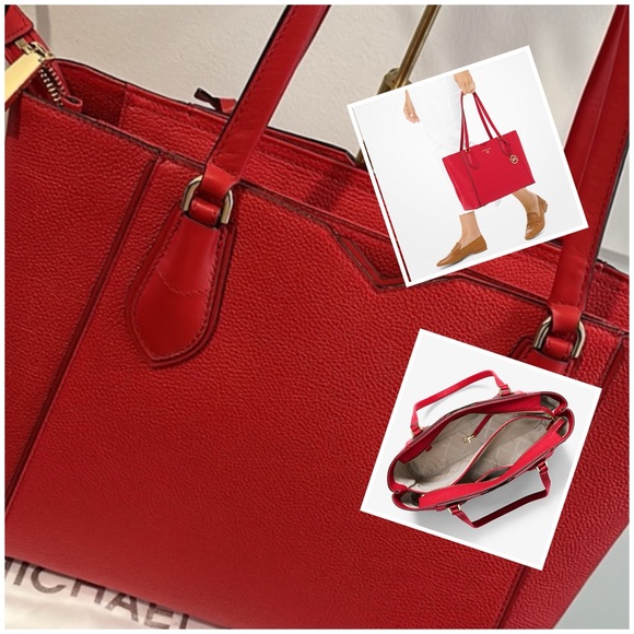 🪧 WEEKLY STEAL 🪧 Authentic Michael Kors “Mae” Medium Pebbled Leather Tote Bag - Picture 1 of 15